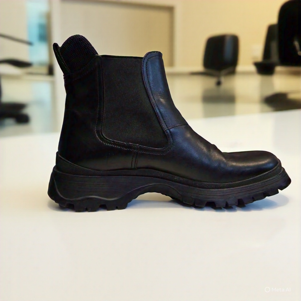 Prada Black Ankle Boots with Chunky Sole